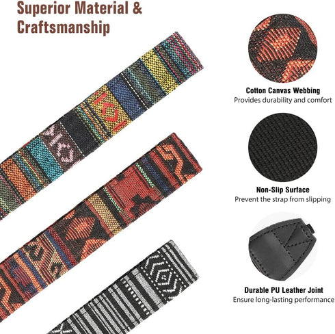 MoKo Camera Strap, Retro Cotton Canvas Woven Strap Universal Shoulder Neck Strap Belt for ALL DSLR/SLR Cameras Canon/Sony/Nikon, Adjustable Thin S...