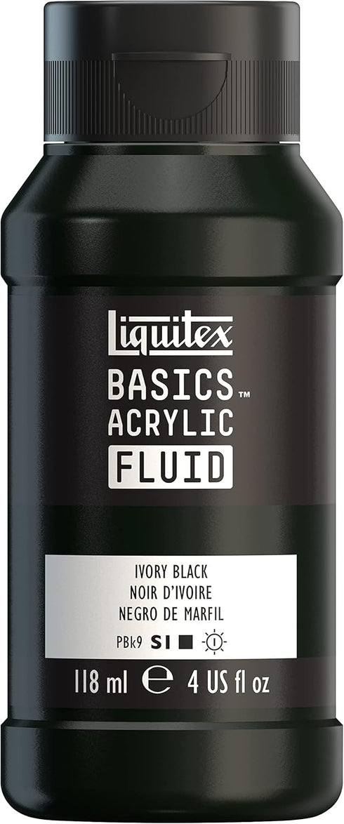 Liquitex BASICS Acrylic Fluid Paint, 118ml (4-oz) Bottle, Ivory Black...