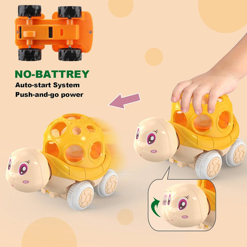 Baby Car Toy for 12 18 Months, Rattle and Roll Soft Rubber Vehilces for 1 2 3 Year Old Toddlers, 3 PCS Push and Go Friction Powered Cars, First Id...