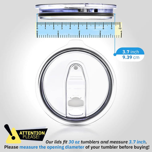 30 oz Pack of 2 Replacement Lids for Yti Tumblers - 3.7 Inch Diameter - Spill Proof Lids Silicon Sliding Covers, Fits Yti Tumblers, Hydro Flsk, Re...