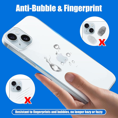 Screen Protector for iPhone 15, Tempered Glass Screen Protector including Front and Back Protectors, Camera Protector, 3-in-1 Protection (6.1 inch...