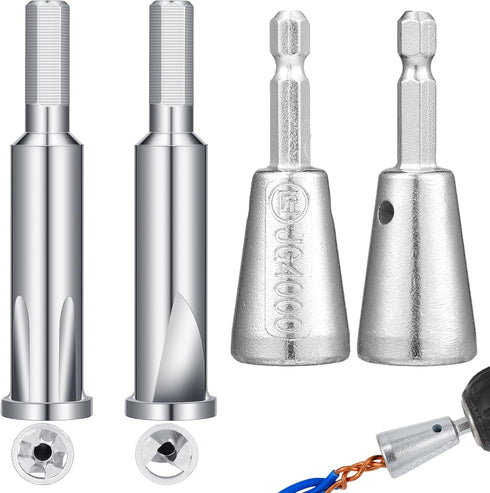 4 Pcs Wire Twister Tool for Drill, 6mm Hex Shank Wire Twisting Tool and 2-5 Way Wire Stripper Tool for Drill, Wire Connector Wire Nut Twister Cabl...