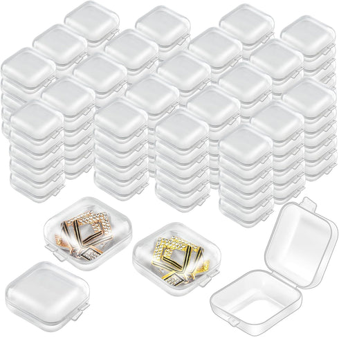 120 Pieces Mini Plastic Jewelry Box Clear Storage Box Small Storage Containers with Hinged Lids for Beads Jewelry Earrings Chains Earplugs Craft, ...