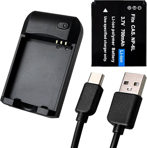 Digital Camera Battery Charger and 3.7V 700mAh NP-6L Rechargeable Lithium Battery (NP-6L Battery Charger)...