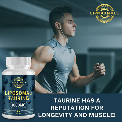 Liposomal Taurine Supplement 1000mg, High Absorption Amino Acid for Heart, Nerve, Brain, Visual, Longevity & Muscle (60 Softgels - 1 Pack)...
