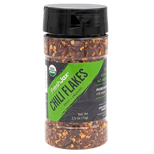 FreshJax Organic Smoked Red Chili Flakes (2.5 oz Bottle) Non GMO, Gluten Free, Keto, Paleo, No Preservatives Crushed Red Chili Pepper Flakes | Han...