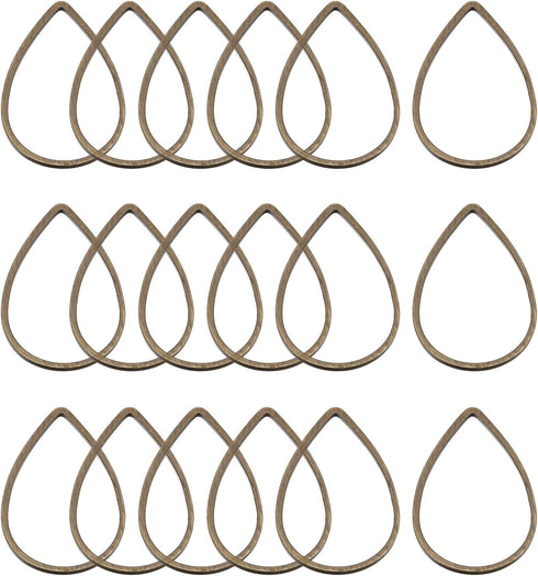 MECCANIXITY Teardrop Beading Hoop Link, Hollow Open Bezel Charm Linking Rings 0.55"x0.86" Bronze for Earring Jewelry Making, Pack of 20...