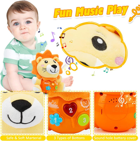 Baby Toys 6 to 12 Months - Infant Baby Musical Toy for 1 Year Old Boys & Girls - Cute Lion Plush Toys Newborn Toy 0 3 6 9 12 Month Best Gift...