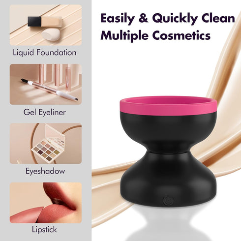 Reiyu Makeup Brush Cleaner Machine, Efficient Electric Makeup Brush Cleaner, Automatic Spinning Make Up Brush Cleaner Fit for All Size Cosmetic Br...