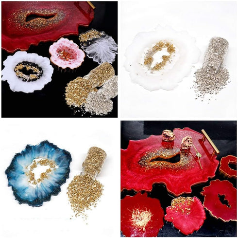 Crushed Glass Irregular Metallic Mini Chips Sprinkles Chunky Glitter Gold 100g 0.5-2.5mm for Nail Arts Craft DIY Vase Filler Epoxy Resin Mold Jewe...