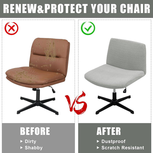 MINGPINHUIUS Armless Adjustable Chair Cover: Accent Vanity Chair Cover Mid Back Wide Slipper Chair Office Desk Swivel Chair,for Living Room Bedroo...