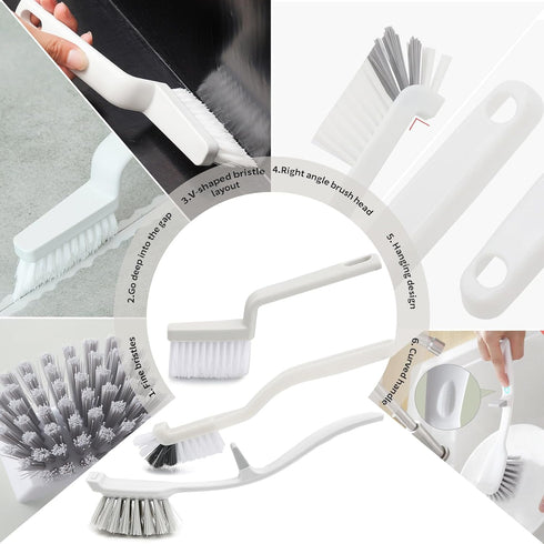 3 Pack Kitchen Cleaning Brush Set, Long Handle Pan Scrubber&Bottle Cup Brush&Groove Gap Brush, Multipurpose Brushes for Stove Sink Dish Bathroom F...