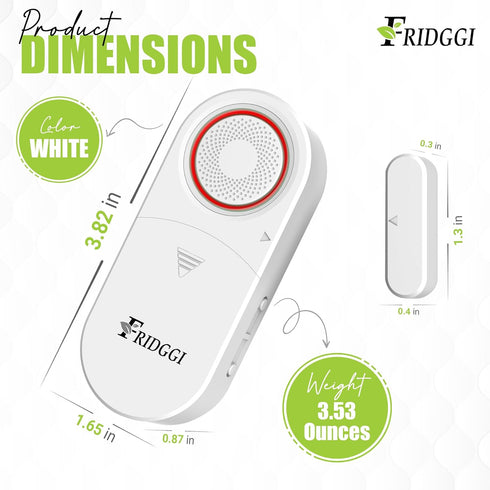 3in1 Alarm - Door Ajar Alarm, Door Chime with Delay, 0/5/10/30/60 Seconds, 2/5 Minutes, Close Door Reminder, 80 to 120 dB, Time Delay Alert When L...