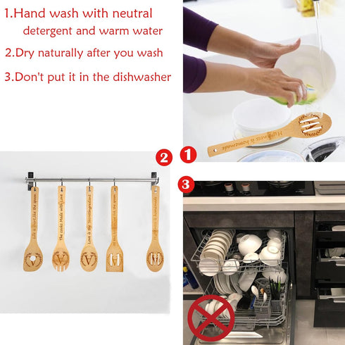 5PCS Initial Wooden Cooking Spoons Initial Gifts Kitchen Decor Personalized Customized Monogrammed Birthday Gifts for Women Mother,New Mom,Teacher...