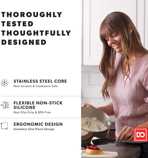 DI ORO Silicone Spatula Set - Rubber Kitchen Spatulas for Baking, Cooking, & Mixing - 600°F Heat-Resistant & BPA Free Silicone Scraper Spatulas fo...