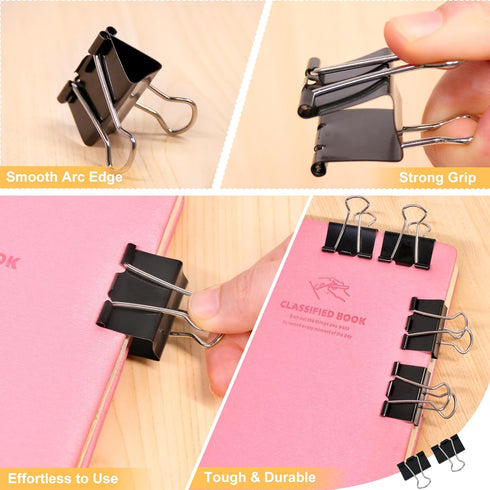 Coideal Black Binder Clips Medium, 1.25 Inch Black Metal Paper Clips 24 Pcs 32mm Foldback Bull Clip Clamps for Office School (1 1/4 Inch)...