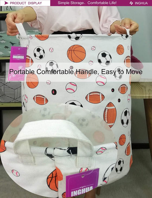 Laundry Hamper Large Canvas Fabric Lightweight Storage Basket/Toy Organizer/Dirty Clothes Collapsible Waterproof for College Dorms, Boys and Girls...