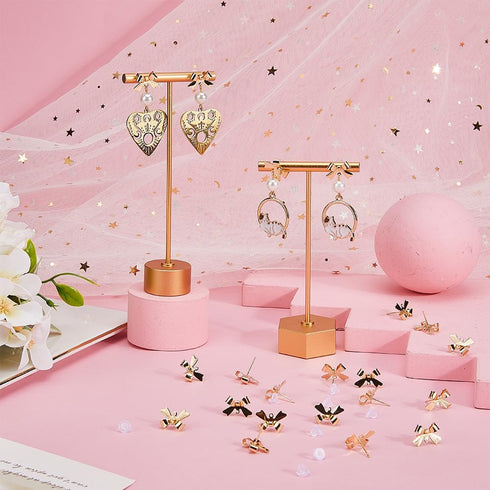 SUNNYCLUE 1 Box 24 Sets Real 18K Gold Plated Post Earring Findings Earring Studs Earring Post Findings Bowknot Stud Earrings Earring Posts for Jew...