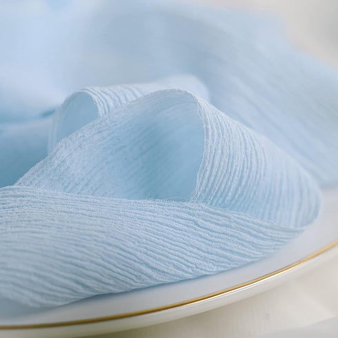 HUIHUANG Crinkle Silk Ribbon Baby Blue Silk Chiffon Ribbon 1-1/2 inch x 5 Yards Rustic Blue Silk Ribbon for Baby Shower Decor Wedding Bridal Bouqu...