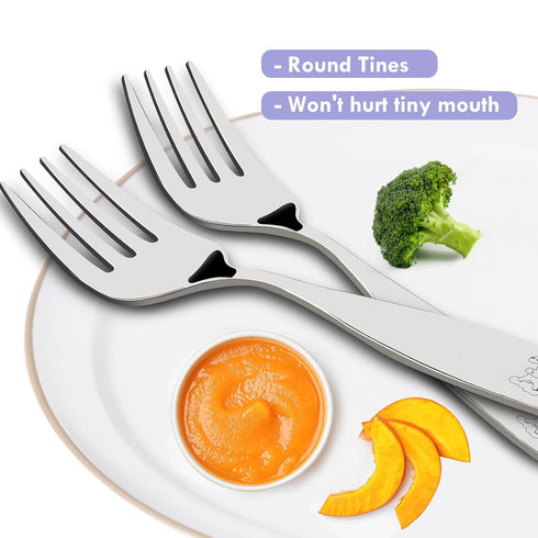 Lehoo Castle Toddler Utensils, 6 Pcs Toddler Silverware 2 Year Old, Toddler Forks and Spoons, Kids Silverware Set Stainless Steel, Metal Silverwar...