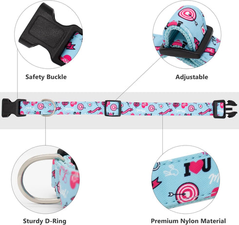 Airtag Dog Collar, HSIGIO Adjustable Dog Collar Nylon Floral Dog Collar with Waterproof & Removable Airtag Holder, Ultra-Soft GPS Tracker Dog Coll...