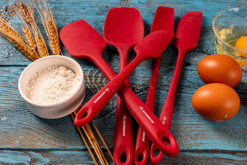 KITCHENLOVE Premium 600°F Heat Resistant 5 Piece Silicone Spatula Set for Baking, Cooking, Mixing - Non-Stick with High Grade S-Iron Steel Core - ...