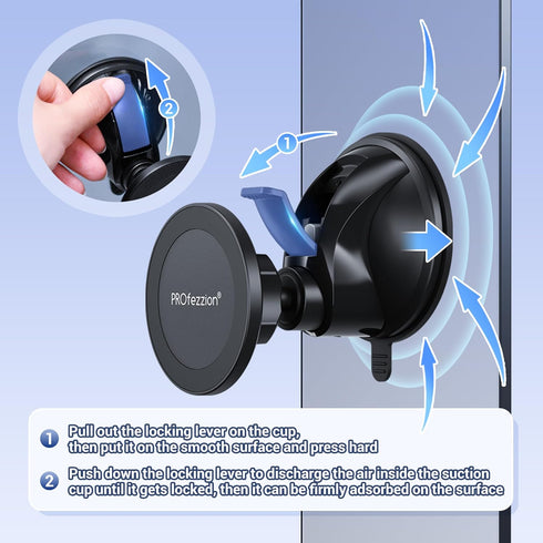 PROfezzion Magnetic Shower Mirror Phone Holder Reusable Suction Cup Phone Mount Compatible with iPhone 15 14 13 12 & All Phones, Rotating Stand fo...
