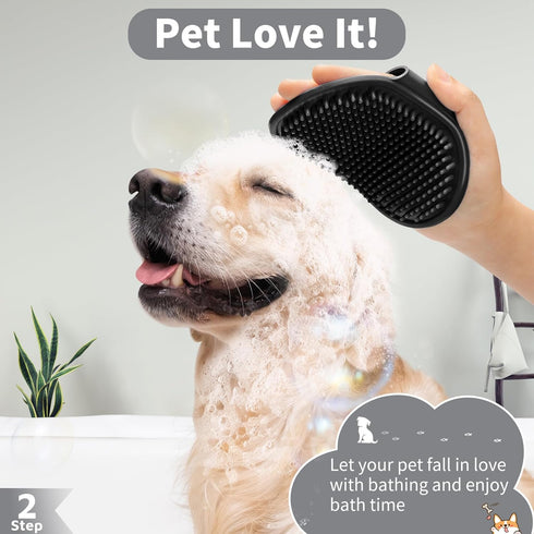 3PCS Dog Bath Brush | Dog Shampoo Brush | Dog Scrubber for Bath | Dog Bath Brush Scrubber | Dog Shower/Washing Brush with Adjustable Ring Handle f...