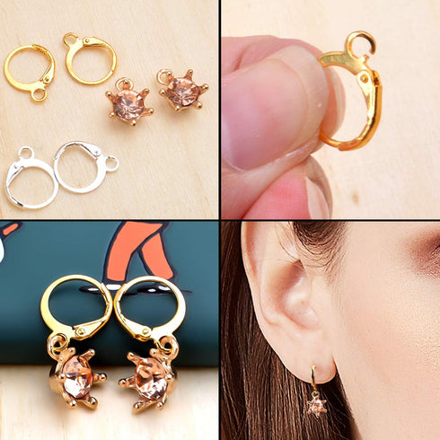 Earrings with Jump Hook, 100 Pieces Round Leverback Earring Hooks Earwires Replacement French Style,Golden and Silver...