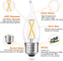 25W Equivalent E26 LED Bulb, Dimmable E26 Candelabra Light Bulbs, Energy Efficient 2W, Warm White 2700K, 200lm Flame Tip CA10 LED Candle Bulb for ...