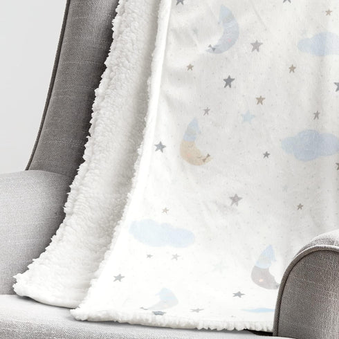 Lush Decor Goodnight Little Moon Soft Sherpa Baby Blanket, 40" x 30", Blue...