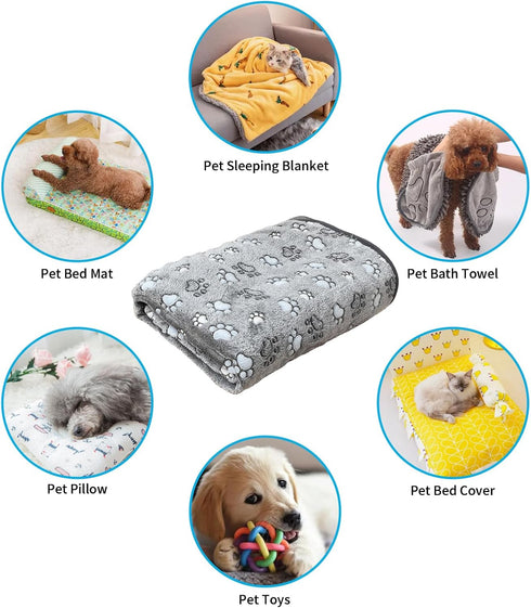Glow Waterproof Dog Blanket, Pattern Printing Super Soft Warm Fluffy Facecloth Sofa Car Bed Protector, Urine Proof Washable Outdoor Pet Blanket fo...