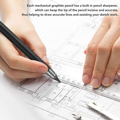 3Pcs Mechanical Carpenter Pencils 5.6mm Scribing Tool Marker Set Kit Construction Pencils with Built in Sharpener, Carpentry Marking Scribe Tools ...