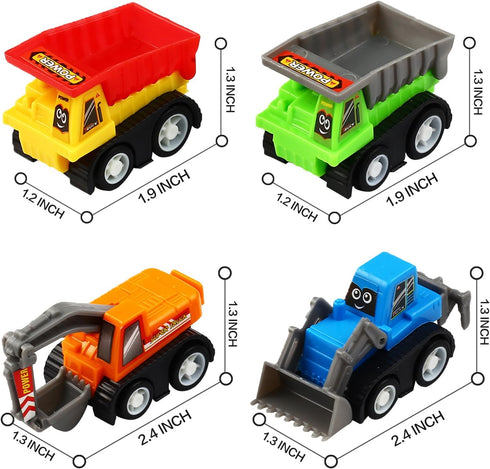 12-Piece Mini Truck Toy Kit - Pull Back Construction Vehicles for Kids, Great Party Favors, Birthday Gifts, Classroom Rewards, and Stocking Stuffe...