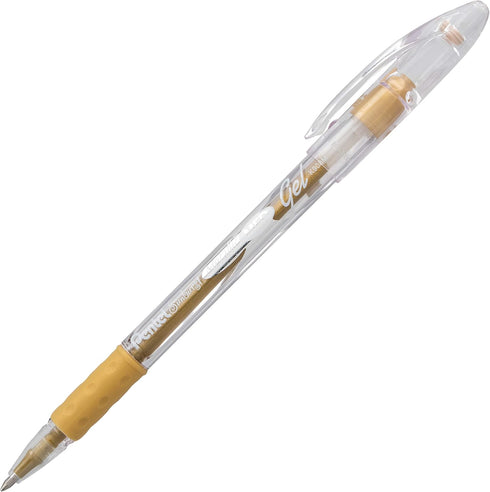Pentel Sunburst Metallic Gel Pen, Medium Tip, Gold/Transparent Barrel, Gold Ink, Box of 12 (K908-X)...