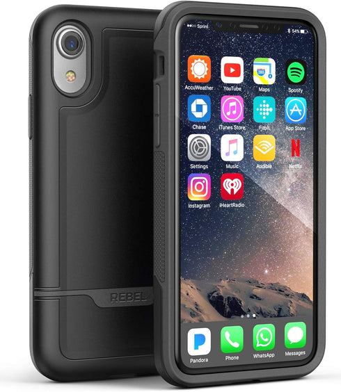 Encased iPhone XR Belt Clip Rugged Holster Case, Heavy Duty Protective Cover Holder (Rebel Armor Series) Black...