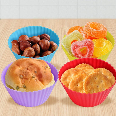 24 Pack Silicone Baking Cups Reusable Muffin Liners Non-Stick Cup Cake Molds Set Cupcake Silicone Liner Standard Size Silicone Cupcake Holder Reus...