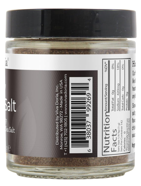 Viva Doria Hickory Smoked Sea Salt (Fine Grain) Hickorywood Salt (5 oz glass jar)...