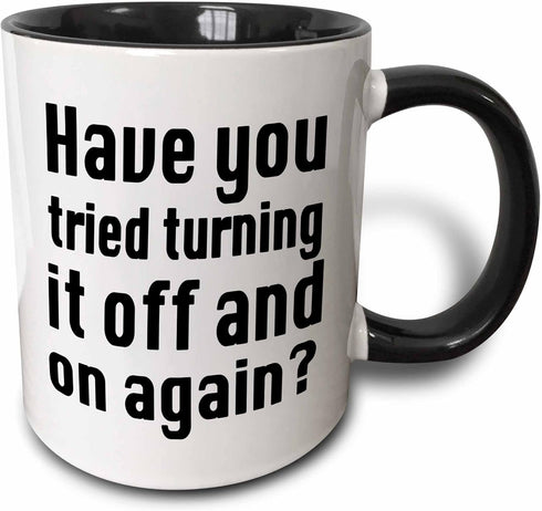3dRose Have you Tried Turning it on and Off Again IT Mug, 1 Count (Pack of 1), Black...