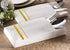 Disposable Dinner Napkins Cloth Like with Built-in Flatware Pocket,Wedding Party Linen Feel White and Golden Napkin, Prefolded for Silverware, 50 ...