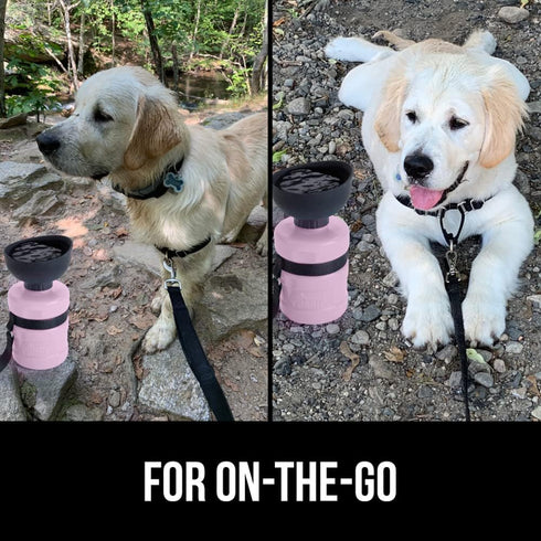 Gorilla Grip No Spill Portable Dog Water Bottle with Built in Bowl, Food Grade Silicone Leak Proof Pets Travel Drink Dispenser, Puppy Walk Trainin...