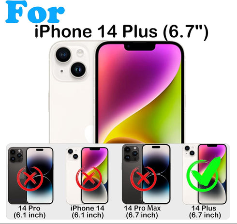 for iPhone 14 Plus Case with Belt Clip Holster,Built-in Screen Protector,Heavy Duty Shockproof Drop Protection Military Grade Rugged Phone Cover w...