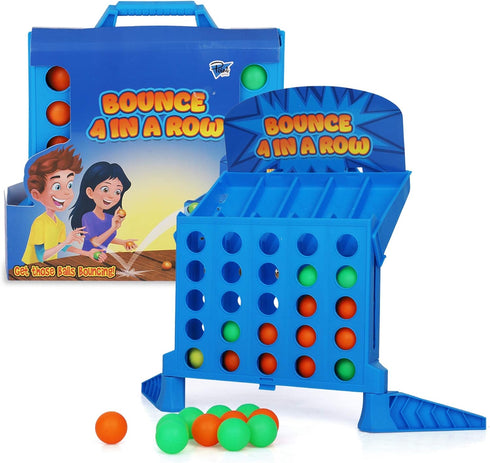 Point Games Bounce 4 in a Row - Travel Friendly Storage Case- Classic Board Games w Twist - Line Up 4 Classic Game - Strategical Thinking and Aim ...