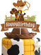 Glitter Cowboy Happy Birthday Cake Topper,Wild West Cowboy Cake Decor, Western Themed Party Decorations for Boys Girls and Kids Birthday or Baby S...