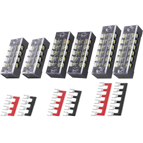 BlueStars 6 Packs 4/5/6 Positions Terminal Strip Blocks 600V 15A with Cover and 6 Packs 400V 15A Pre-Insulated Terminals Barrier Strip Used for Ho...