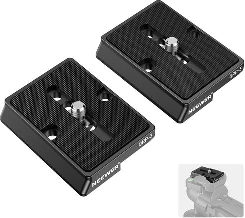 NEEWER 2PCS 200PL Quick Release Plate Aluminum, Compatible with Manfrotto BHQ2 XPRO-3W 8043W 496 804RC2 Q2 Tripod Ball Head Fluid Head, Camera Mou...