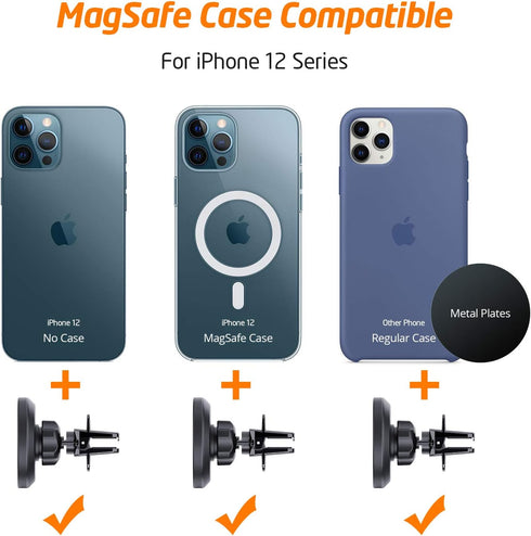 WixGear Magnetic Phone Car Mount, Universal Air Vent Magnetic Phone Car Mount Phone Holder, Compatible with iPhone 12 and with All Cell Phones, iP...