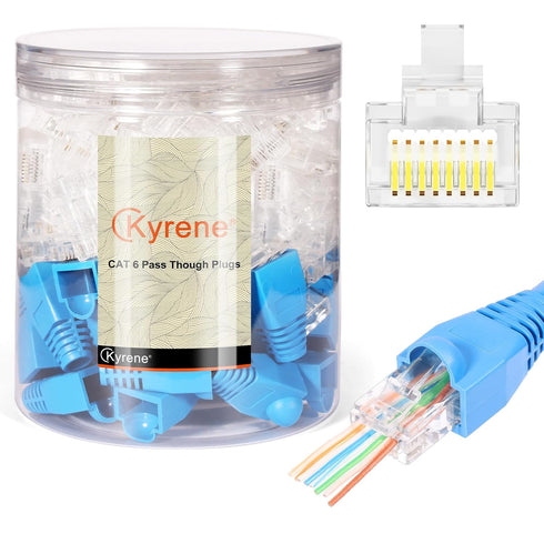 50PCS RJ45 Connectors, Ethernet Cat6 Connector, RJ45 Pass Through Connector, Cat 6 Pass Through RJ45 Connectors for Solid or Stranded UTP Ethernet...