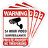 4-Pack No Trespassing Signs Private Property, 10x7 Inch Aluminum 24-Hour Video Surveillance Signs Outdoor, Warning Signs for Property Security, Ho...