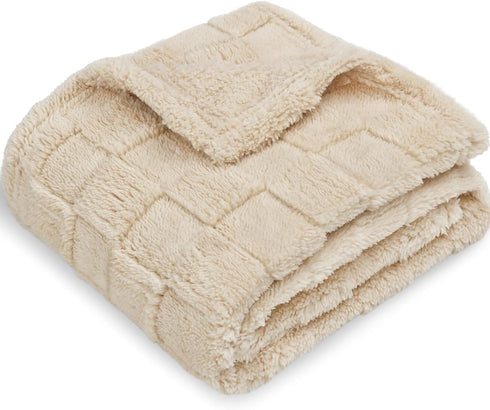 HOMRITAR Baby Blanket for Boys Girls 3D Fleece Fluffy Fuzzy Baby Blanket with Chessboard Grid Design for Toddler Infant Soft Warm Cozy Newborn Bla...